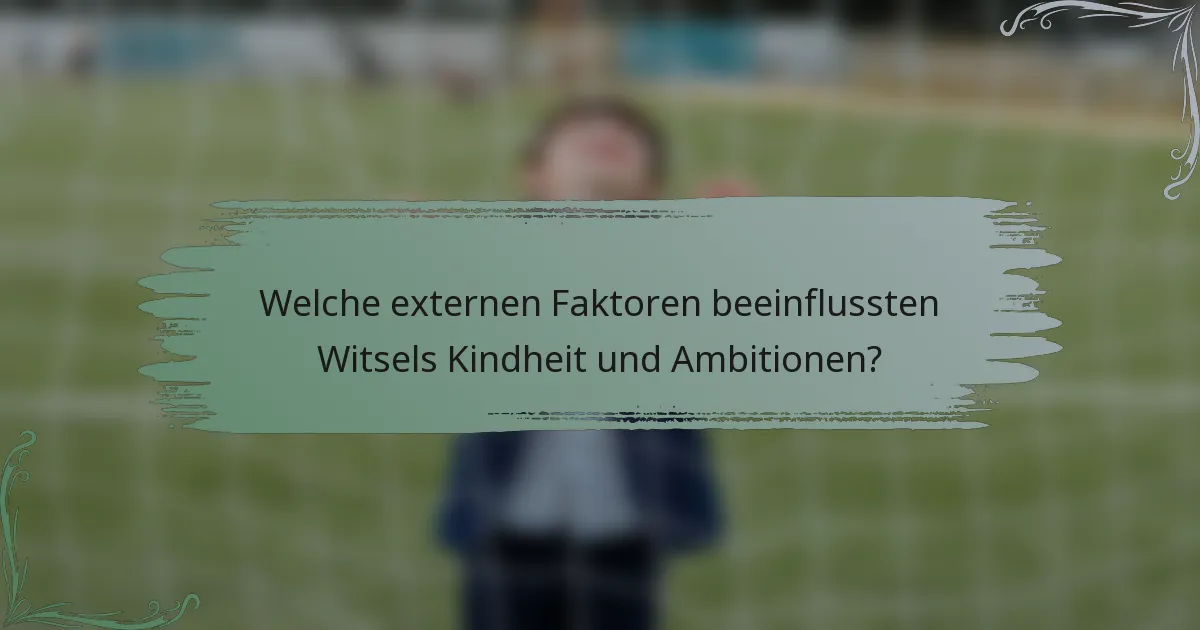 Welche externen Faktoren beeinflussten Witsels Kindheit und Ambitionen?