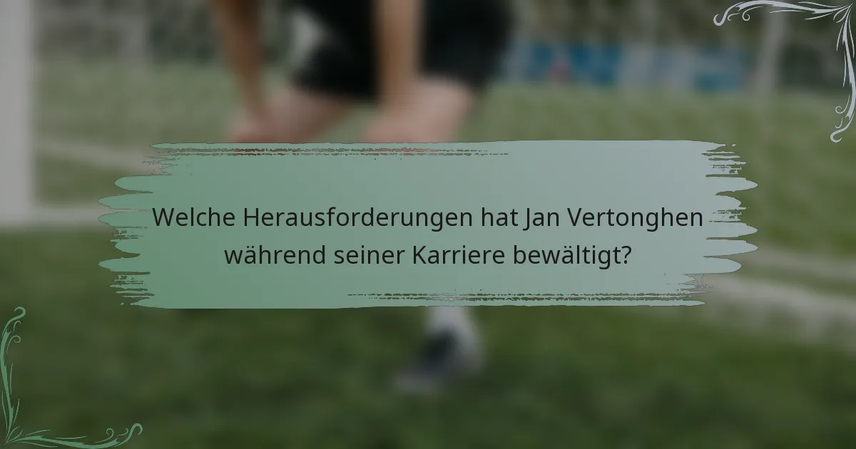 Welche Herausforderungen hat Jan Vertonghen während seiner Karriere bewältigt?