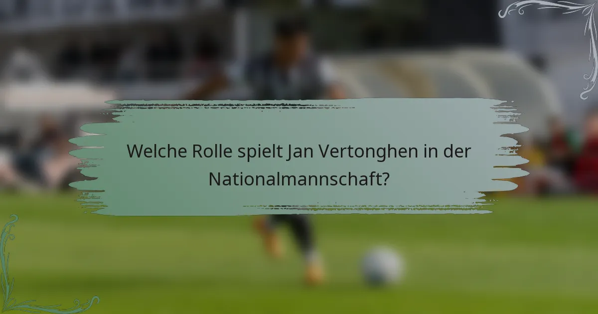 Welche Rolle spielt Jan Vertonghen in der Nationalmannschaft?