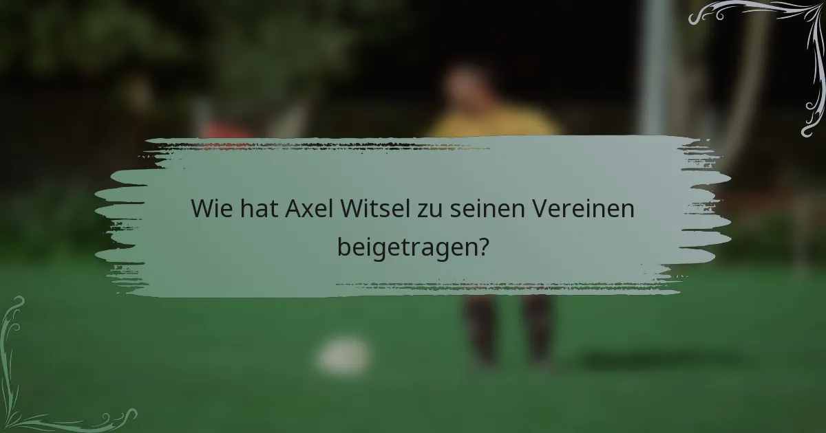 Wie hat Axel Witsel zu seinen Vereinen beigetragen?