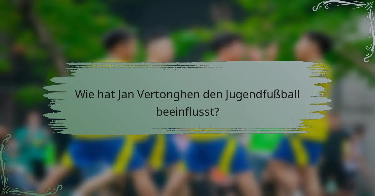 Wie hat Jan Vertonghen den Jugendfußball beeinflusst?